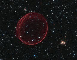 Giant Red Gas Bubble in Space