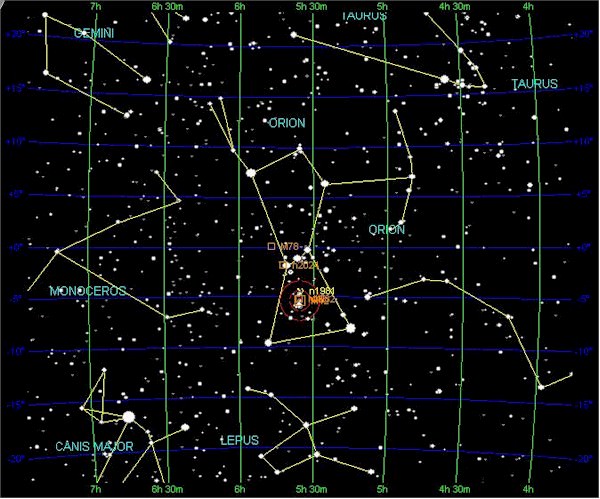 constellations in sky. Winter Constellations in the